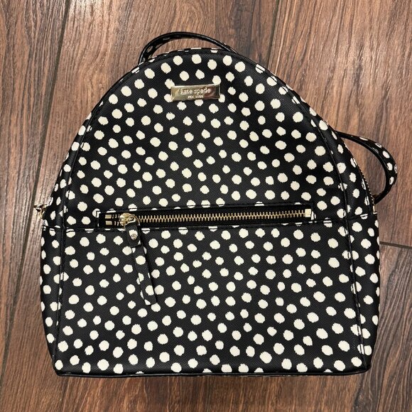 Kate Spade Laurel Way Printed Musical Polka Dot Black White Sammi Backpack Bag - Picture 1 of 6